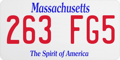 MA license plate 263FG5