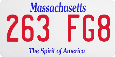 MA license plate 263FG8