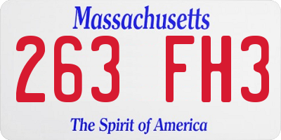 MA license plate 263FH3