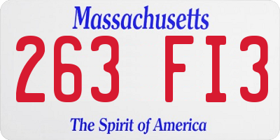 MA license plate 263FI3