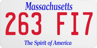MA license plate 263FI7