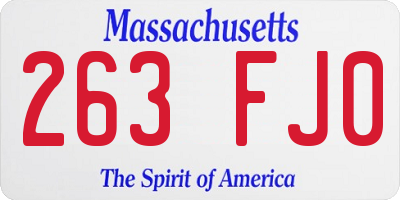 MA license plate 263FJ0