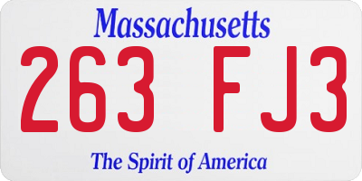 MA license plate 263FJ3