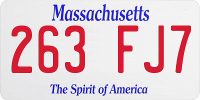 MA license plate 263FJ7