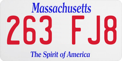 MA license plate 263FJ8
