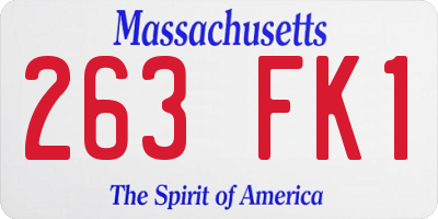 MA license plate 263FK1