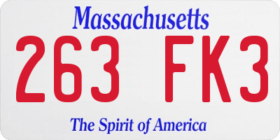 MA license plate 263FK3