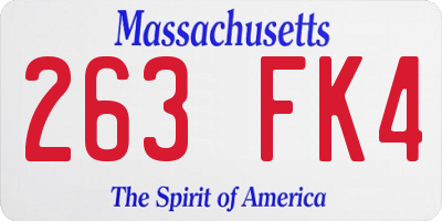 MA license plate 263FK4