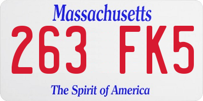 MA license plate 263FK5