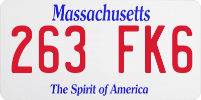 MA license plate 263FK6