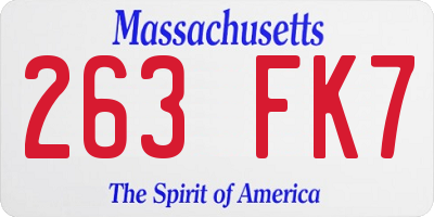 MA license plate 263FK7