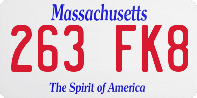 MA license plate 263FK8