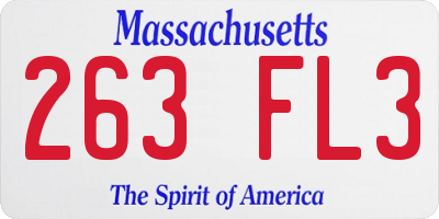 MA license plate 263FL3