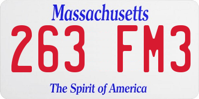 MA license plate 263FM3