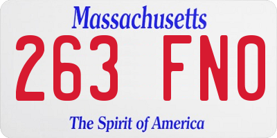 MA license plate 263FN0