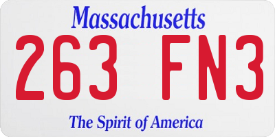 MA license plate 263FN3