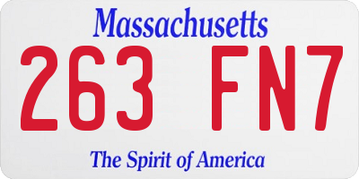 MA license plate 263FN7