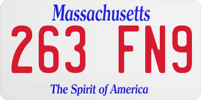 MA license plate 263FN9