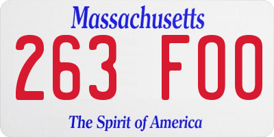 MA license plate 263FO0