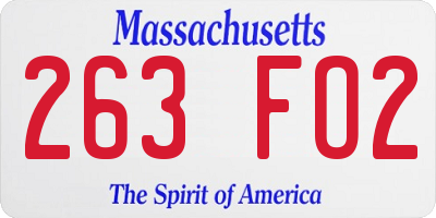 MA license plate 263FO2