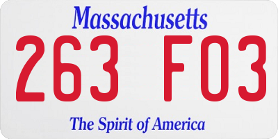 MA license plate 263FO3