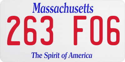 MA license plate 263FO6