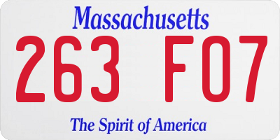 MA license plate 263FO7