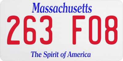 MA license plate 263FO8