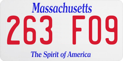 MA license plate 263FO9