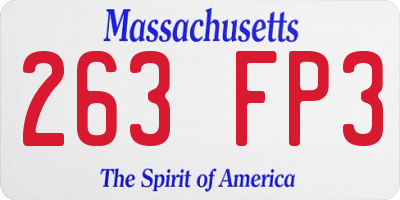 MA license plate 263FP3