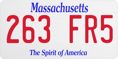 MA license plate 263FR5