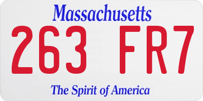 MA license plate 263FR7