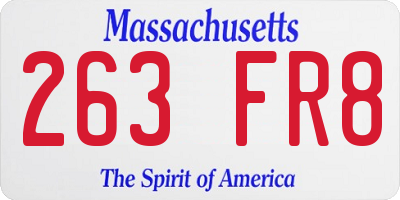 MA license plate 263FR8