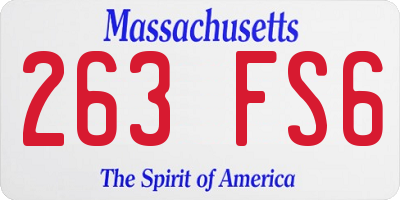 MA license plate 263FS6