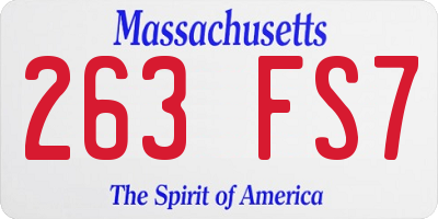 MA license plate 263FS7
