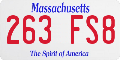 MA license plate 263FS8