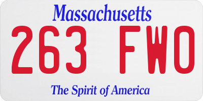 MA license plate 263FW0