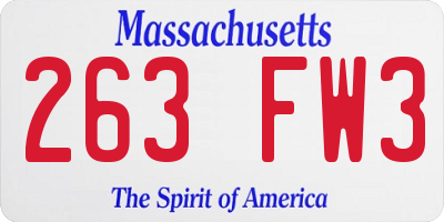MA license plate 263FW3