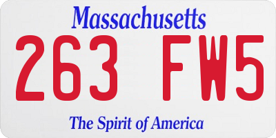 MA license plate 263FW5