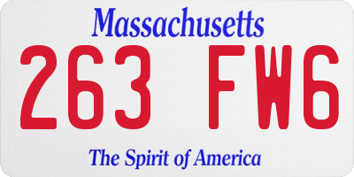 MA license plate 263FW6