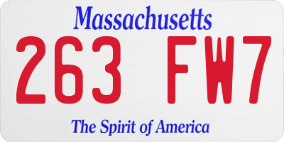 MA license plate 263FW7