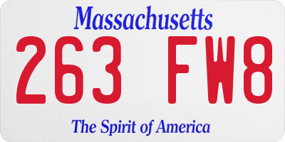 MA license plate 263FW8