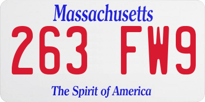 MA license plate 263FW9