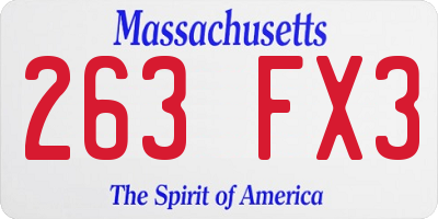 MA license plate 263FX3