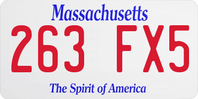 MA license plate 263FX5