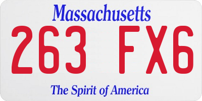 MA license plate 263FX6
