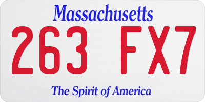 MA license plate 263FX7