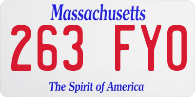 MA license plate 263FY0