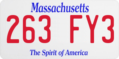 MA license plate 263FY3