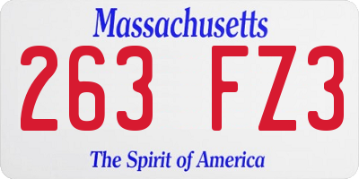 MA license plate 263FZ3
